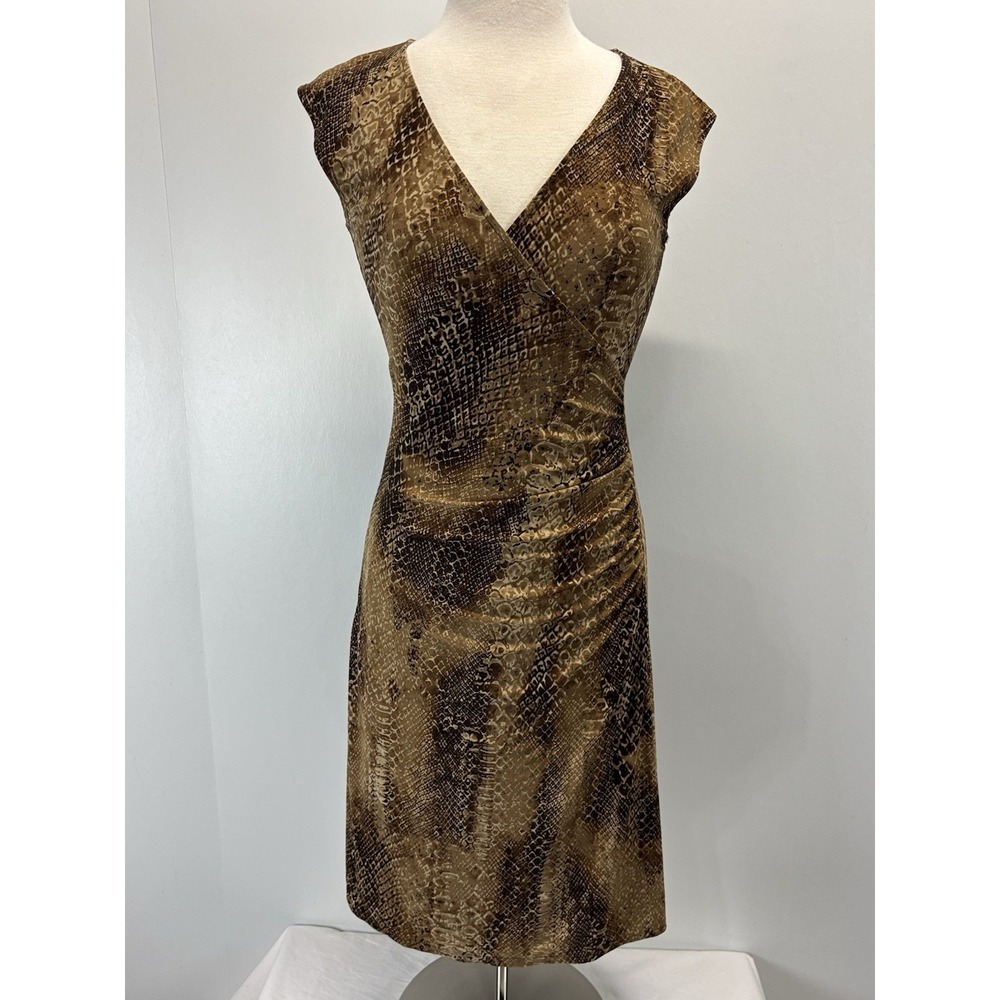 Lauren Ralph Lauren Faux Wrap Jersey Dress Sz Small Women's Sleeveless Python